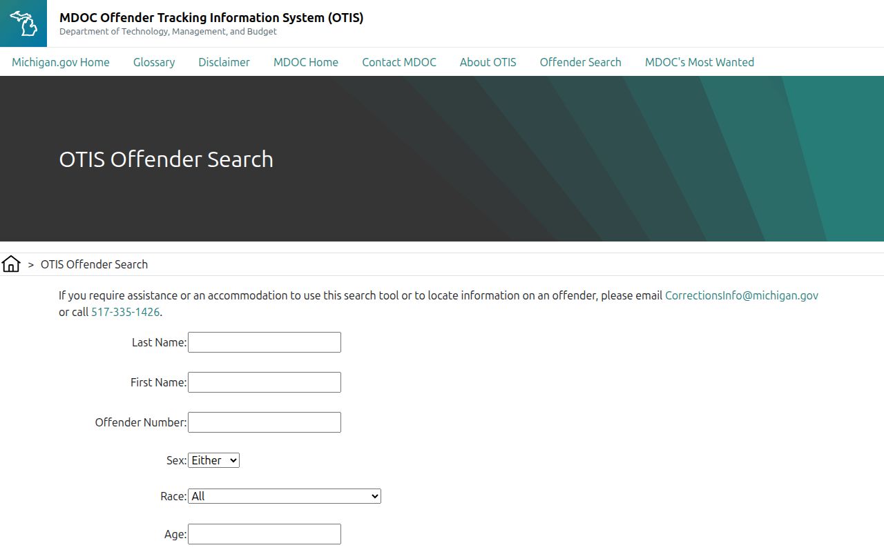 Michigan Department of Corrections OTIS offender search