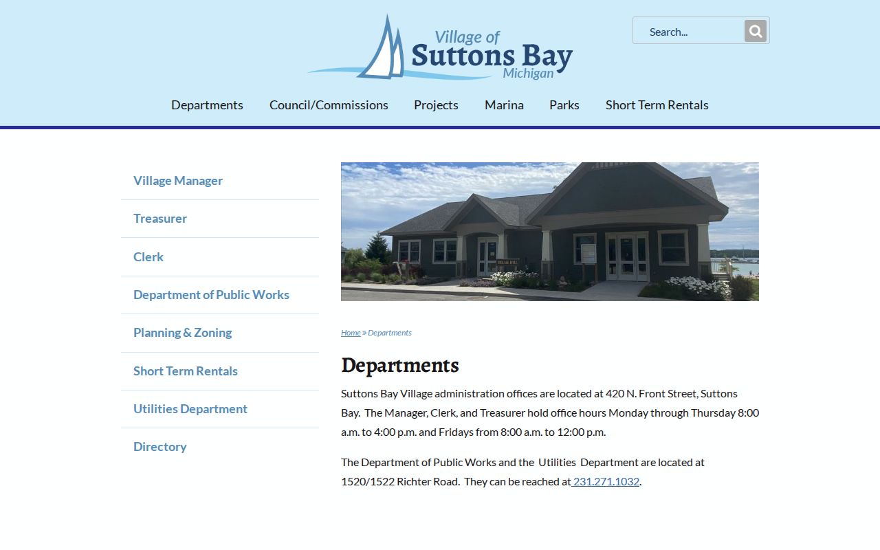 Official Suttons Bay village departments webpage